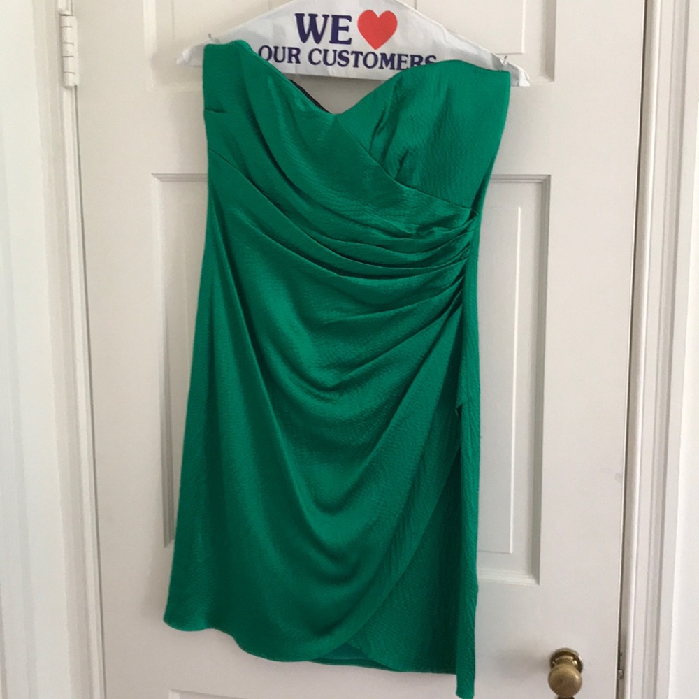 Green silk cocktail dress